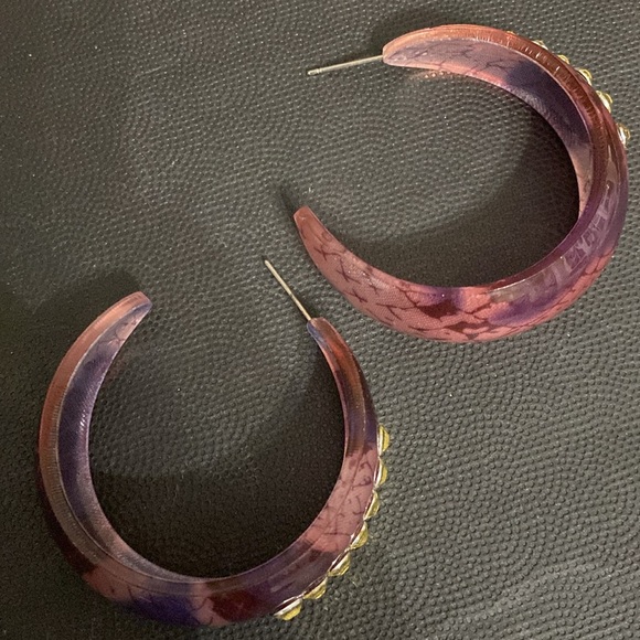 Set of 2 Hoop pierced Earrings with rhinestones - Picture 6 of 9